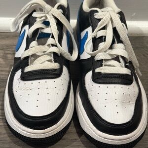 Kids Nike Dunks Black and White Sneakers with Blue Accents